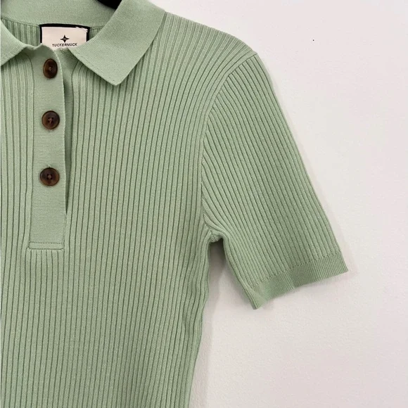 Tuckernuck Mint Olivia Ribbed Polo Top - SMALL - Picture 9 of 9
